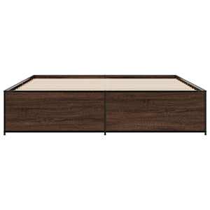 Rám postele hnědý dub 200 x 200 cm kompozitní dřevo a kov - obrázek 4