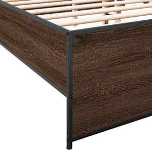 Rám postele hnědý dub 200 x 200 cm kompozitní dřevo a kov - obrázek 7