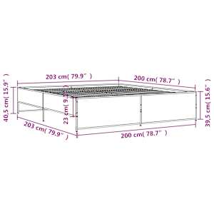 Rám postele hnědý dub 200 x 200 cm kompozitní dřevo a kov - obrázek 9