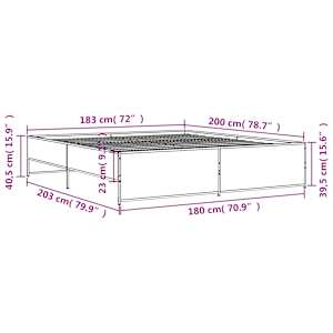 Rám postele kouřový dub 180 x 200 cm kompozitní dřevo a kov - obrázek 9
