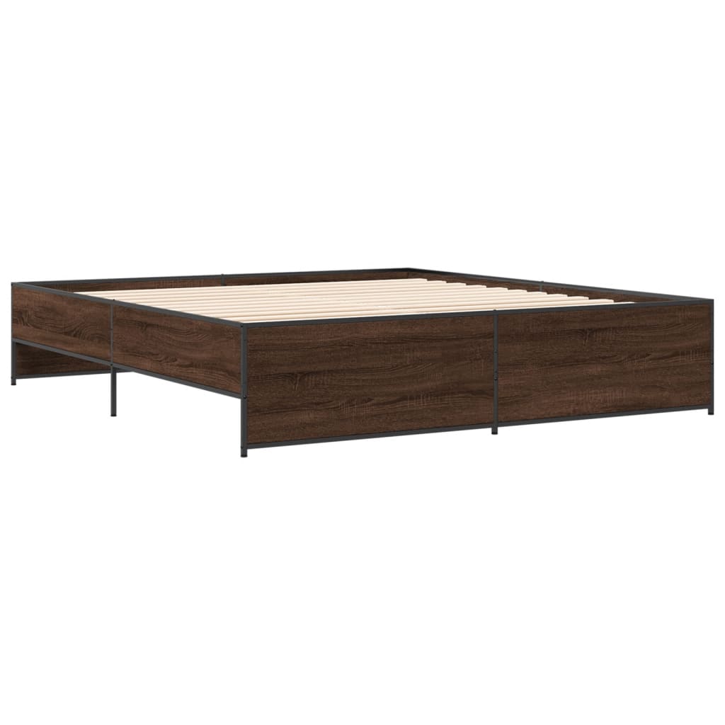 Thumbnail - vidaXL Bettgestell Braun Eichen-Optik 180x200 cm Holzwerkstoff Metall