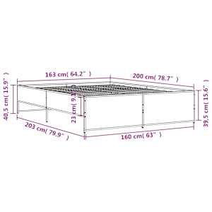 Rám postele kouřový dub 160 x 200 cm kompozitní dřevo a kov - obrázek 9