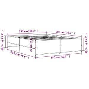 Rám postele kouřový dub 150 x 200 cm kompozitní dřevo a kov - obrázek 9
