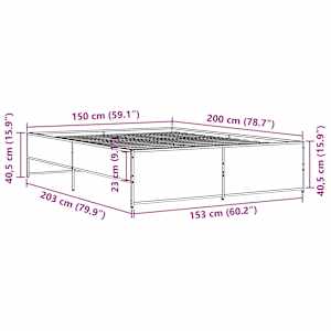 Rám postele hnědý dub 150 x 200 cm kompozitní dřevo a kov - obrázek 9