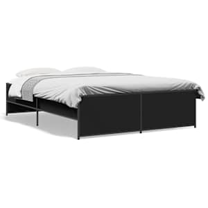 Rám postele černý 135 x 190 cm kompozitní dřevo a kov - obrázek 2