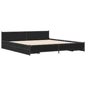 Rám postele se zásuvkami černý 200 x 200 cm kompozitní dřevo - obrázek 3