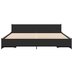 Rám postele se zásuvkami černý 200 x 200 cm kompozitní dřevo - obrázek 4