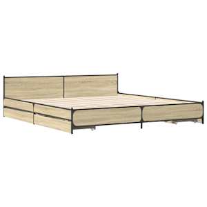 Rám postele se zásuvkami dub sonoma 200x200 cm kompozitní dřevo - obrázek 3
