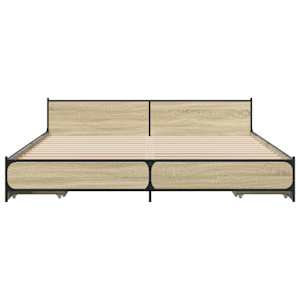 Rám postele se zásuvkami dub sonoma 200x200 cm kompozitní dřevo - obrázek 4