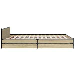 Rám postele se zásuvkami dub sonoma 200x200 cm kompozitní dřevo - obrázek 5