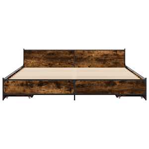 Rám postele se zásuvkami kouřový dub 200 x 200 cm kompozit - obrázek 4