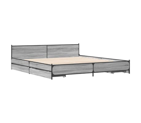 vidaXL Cadre de lit avec tiroirs sans matelas sonoma gris 200x200 cm