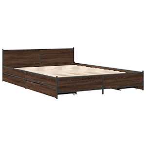 vidaXL Bedframe met lades bewerkt hout bruin eikenkleur 150x200 cm