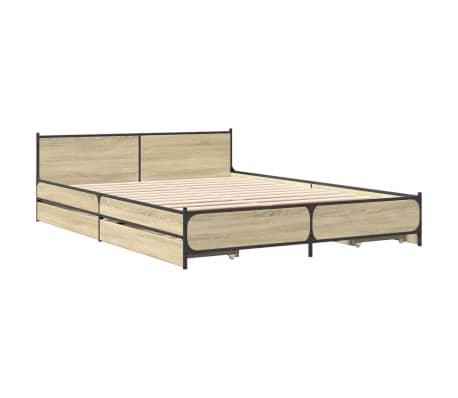 vidaXL Bed Frame with Drawers without Mattress Sonoma Oak 140x200 cm