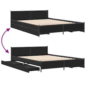 Rám postele se zásuvkami černý 120 x 200 cm kompozitní dřevo - obrázek 7