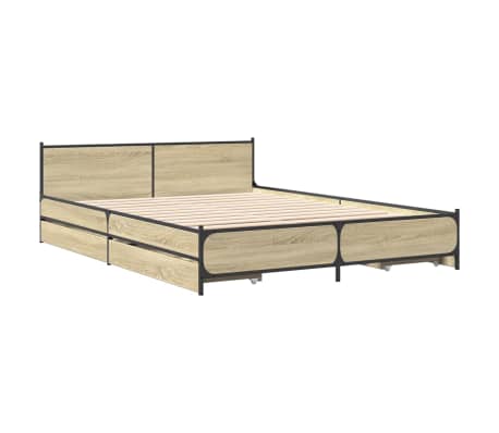 vidaXL Bedframe met lades bewerkt hout sonoma eikenkleurig 140x190 cm