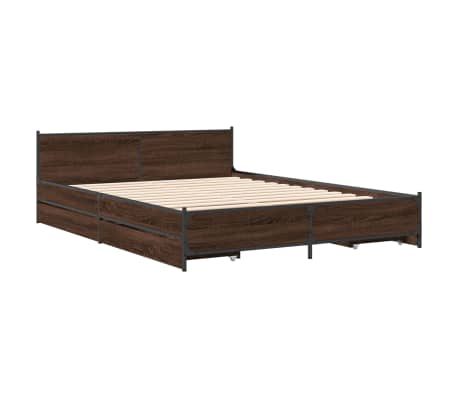 vidaXL Cadre de lit avec tiroirs sans matelas chêne marron 140x190 cm