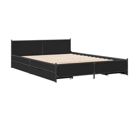 vidaXL Bed Frame Black Engineered wood, steel Small Double Bed Frame