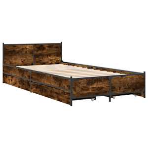 Rám postele se zásuvkami kouřový dub 90x190 cm kompozitní dřevo - obrázek 3