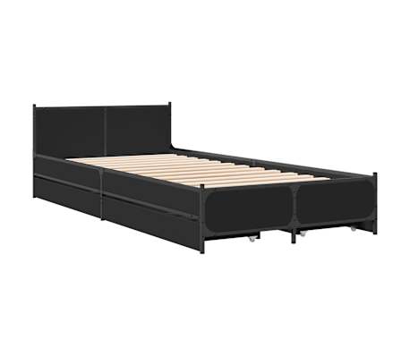 vidaXL Bed Frame Black Engineered Wood Single Bed Frame Rectangular