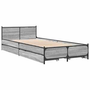 vidaXL Cadre de lit avec tiroirs sans matelas sonoma gris 100x200 cm