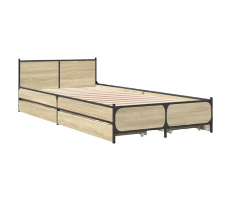 vidaXL Рамка за легло с чекмедже дъб сонома 90x200 см инженерно дърво