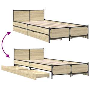 Rám postele se zásuvkami dub sonoma 75x190 cm kompozitní dřevo - obrázek 7