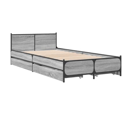 vidaXL Bettgestell mit Schubladen Grau Sonoma 75x190 cm Holzwerkstoff