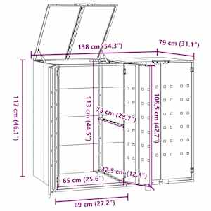 Box na 2 popelnice černý 138 x 79 x 117 cm ocel - obrázek 11