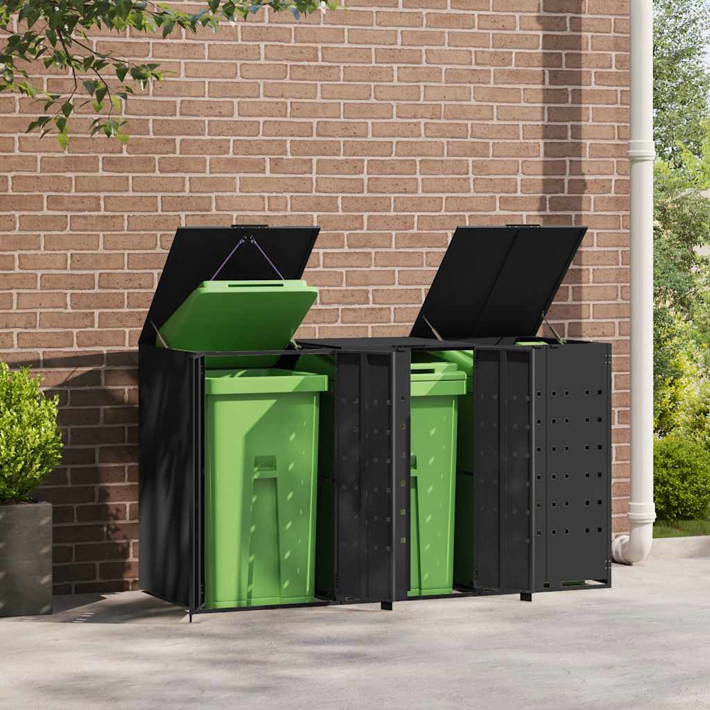 vidaXL Containerberging voor 3 containers 207x79x117 cm staal zwart afbeelding
