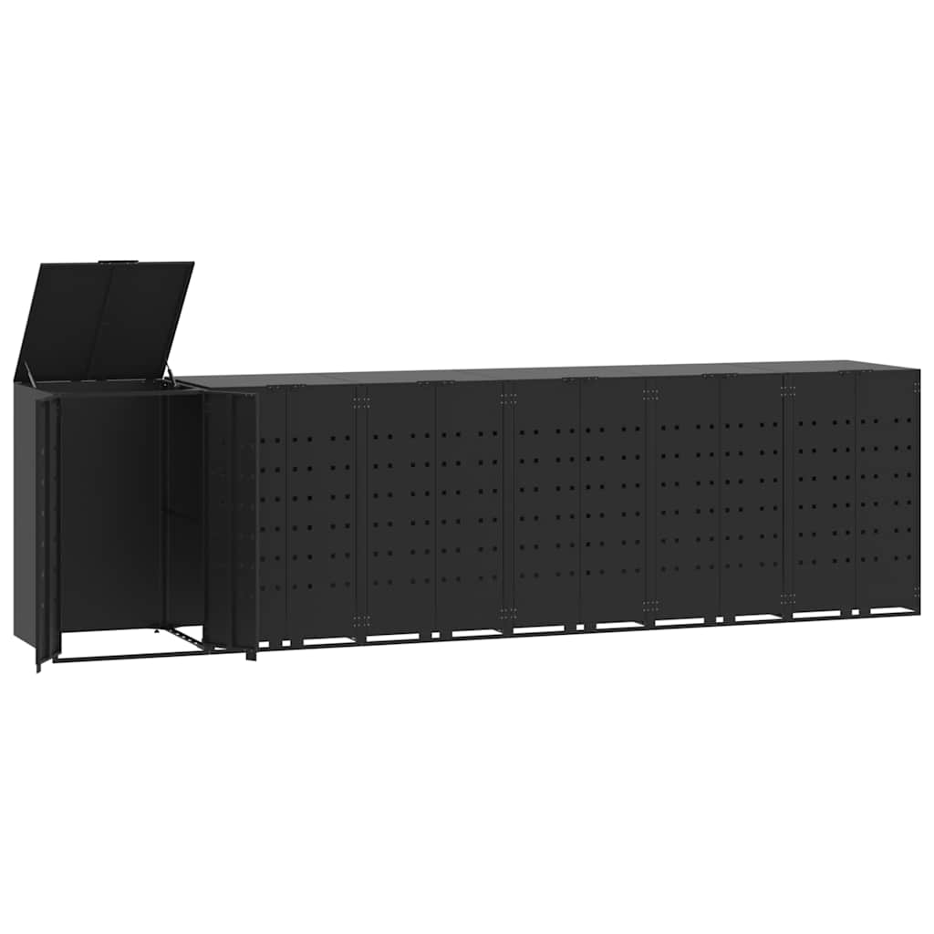 vidaXL Box na 6 popelnic černý 414 x 79 x 117 cm ocel