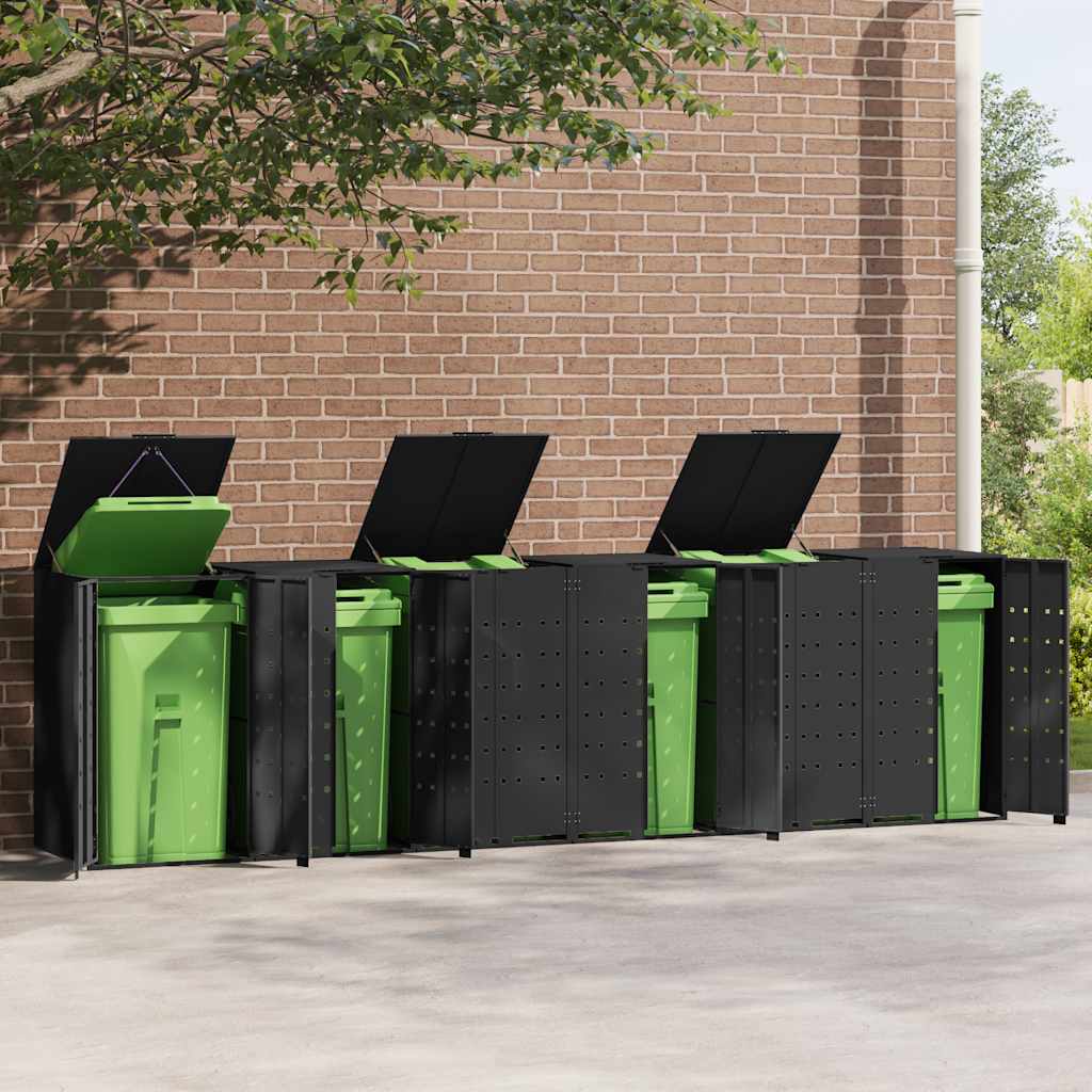 vidaXL Containerberging voor 6 containers 414x79x117 cm staal zwart afbeelding