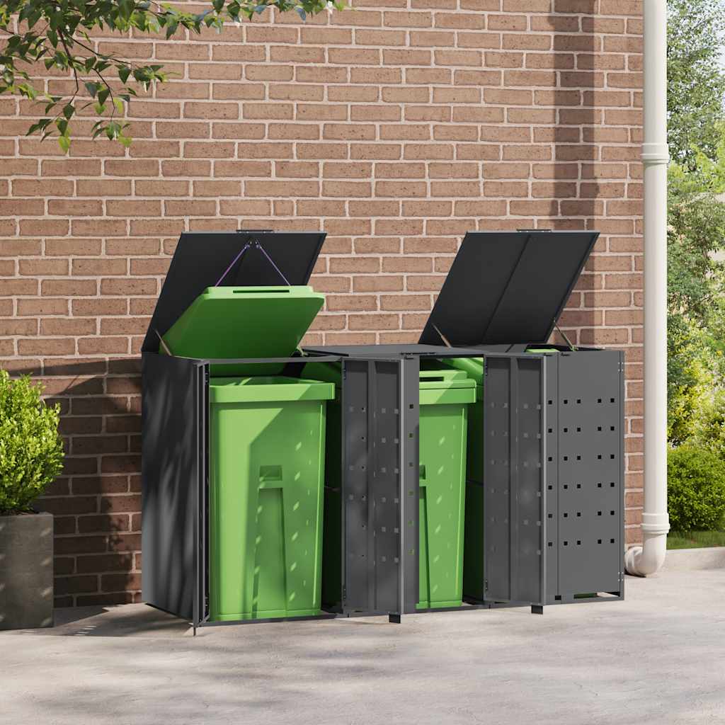vidaXL Containerberging 3 containers 207x79x117 cm staal antraciet afbeelding