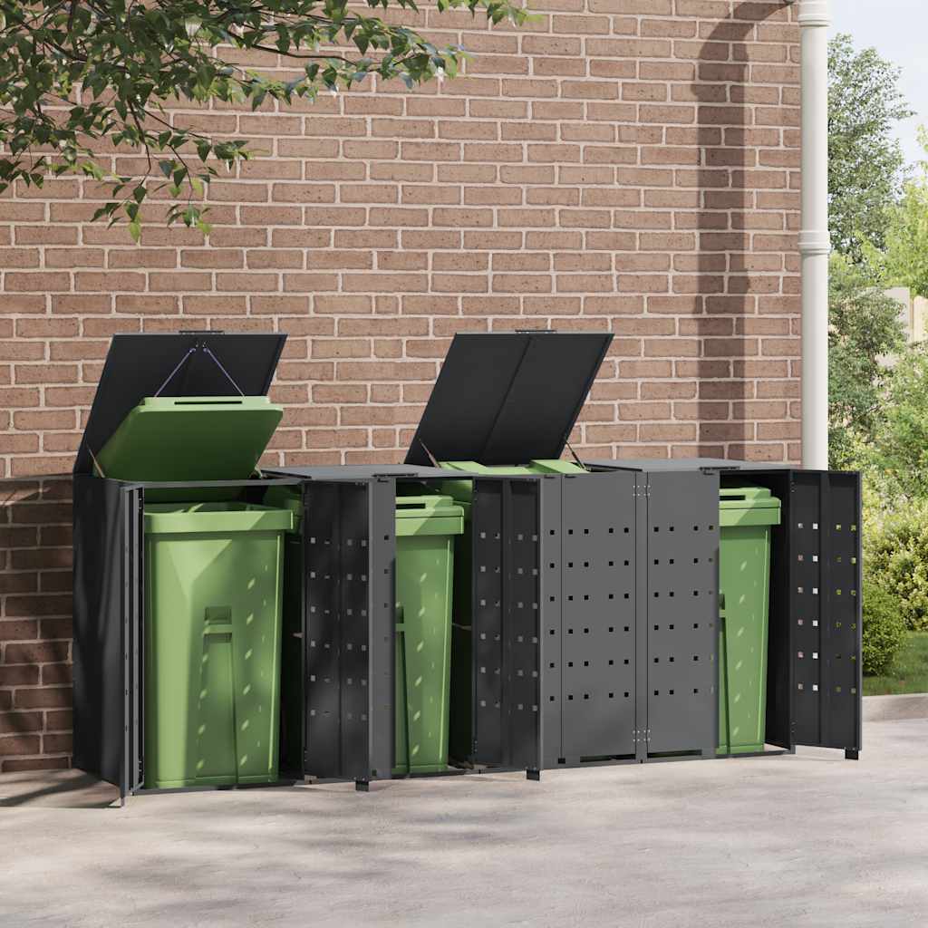 vidaXL Containerberging 4 containers 276x79x117 cm staal antraciet afbeelding