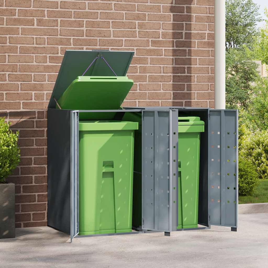vidaXL Containerberging voor 2 containers 138x79x117 cm staal grijs afbeelding