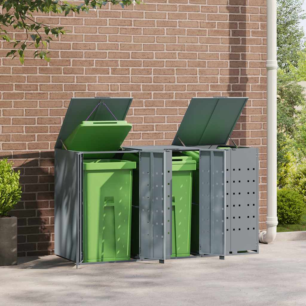 vidaXL Containerberging voor 3 containers 207x79x117 cm staal grijs afbeelding