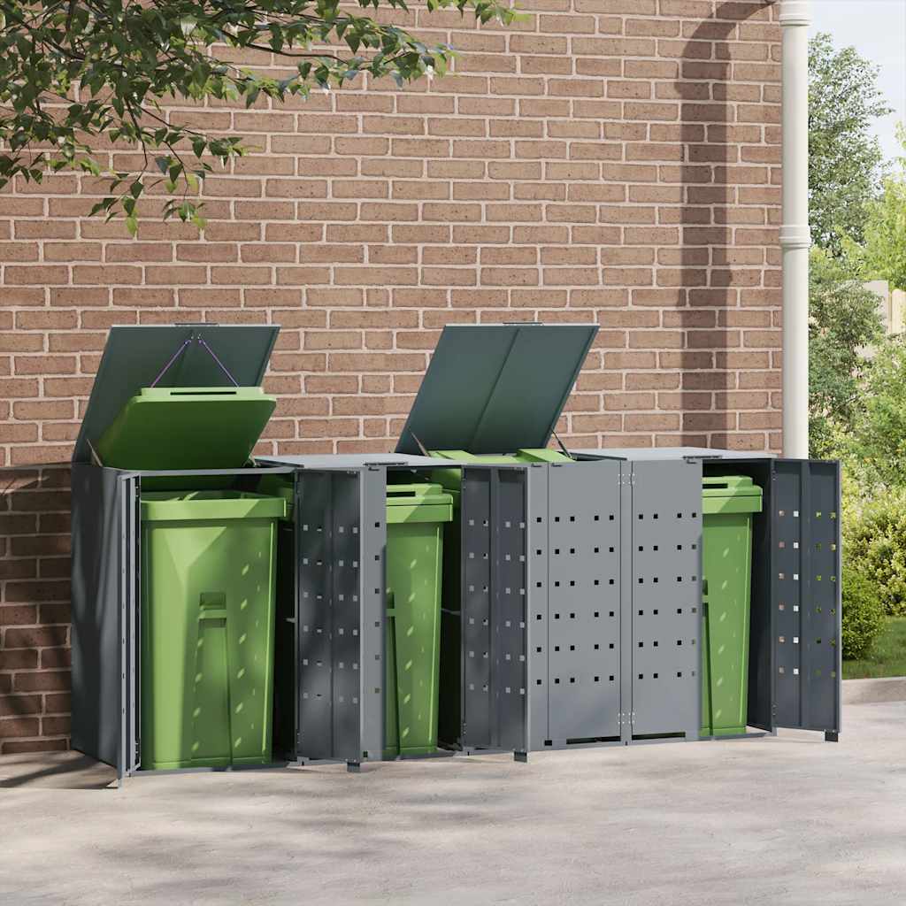 vidaXL Containerberging voor 4 containers 276x79x117 cm staal grijs afbeelding