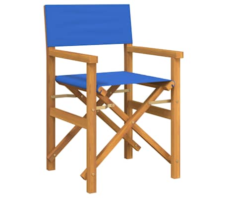 vidaXL Folding Director's Chairs 2 pcs Blue Solid Wood Teak