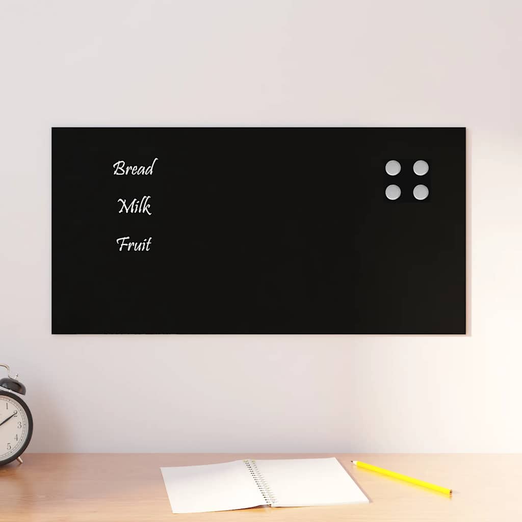 vidaXL Magnettafel Wandmontage Schwarz 60x30 cm Hartglas
