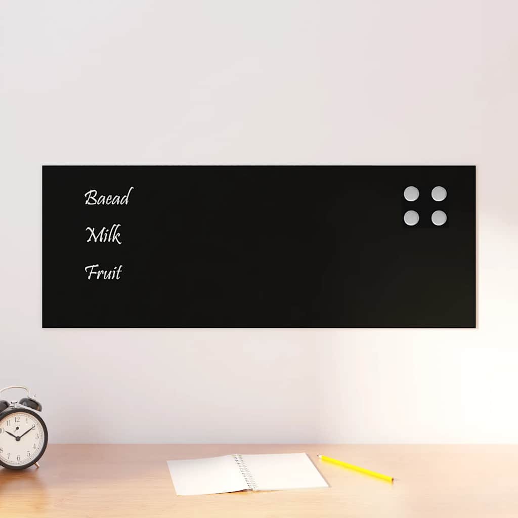 vidaXL Magnettafel Wandmontage Schwarz 80x30 cm Hartglas