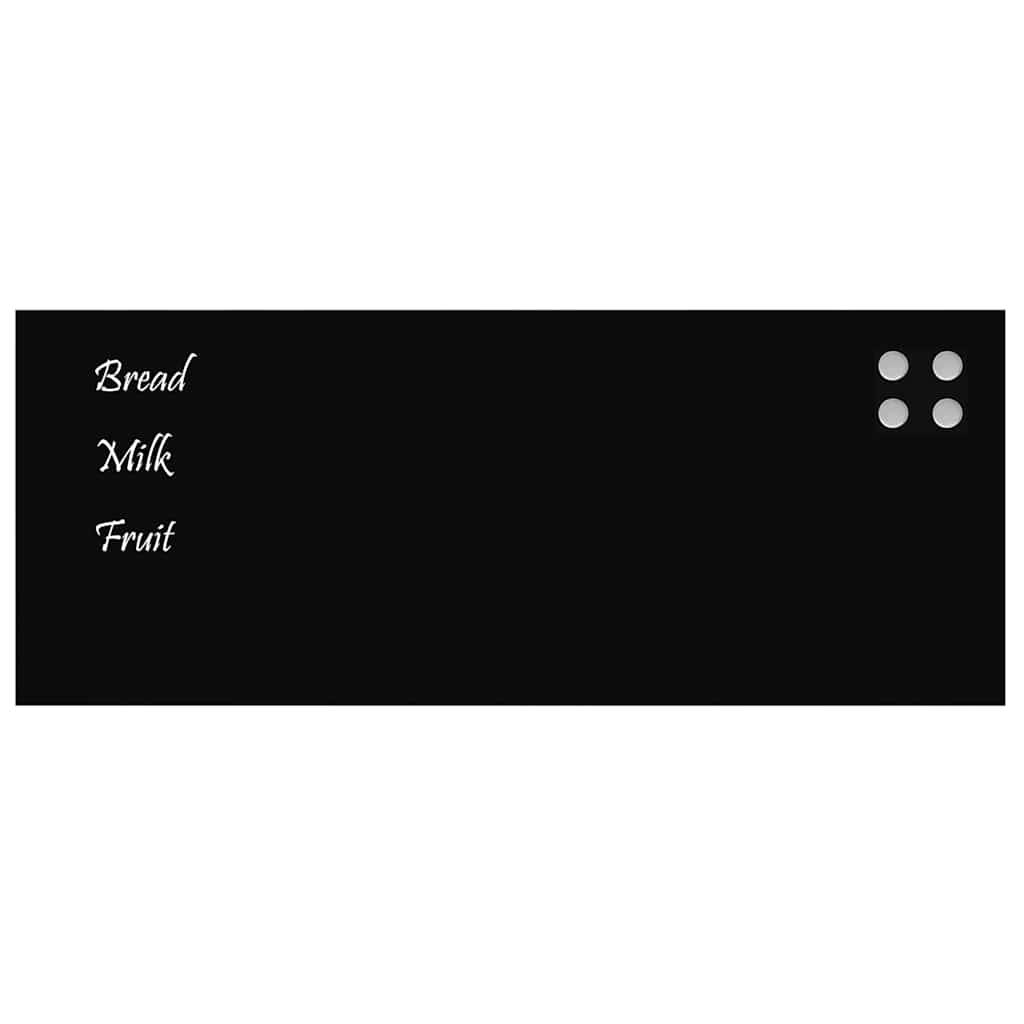 vidaXL Tablă magnetică de perete neagră 100x40 cm, sticlă securizată