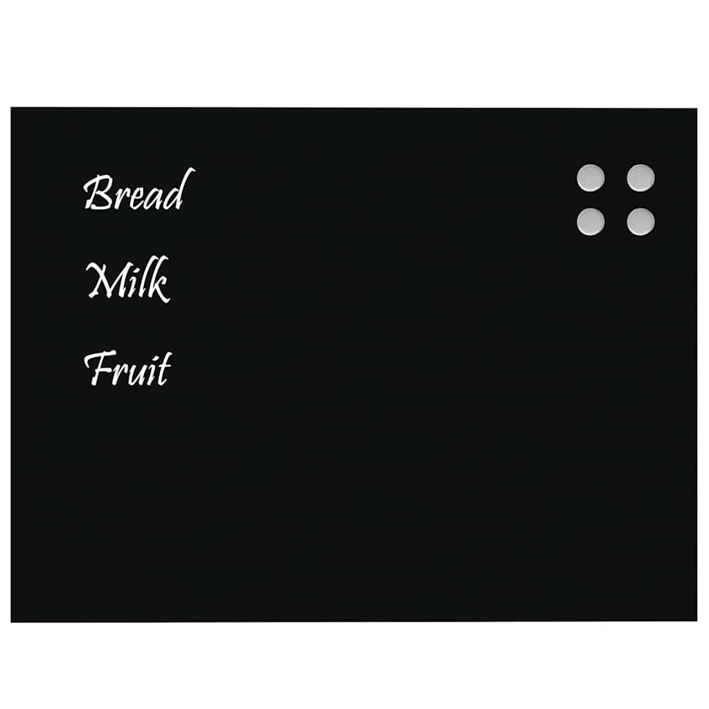 vidaXL Placă magnetică de perete neagră 80x60 cm din sticlă securizată