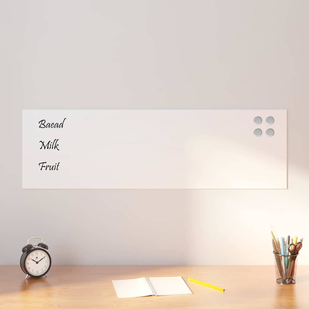 vidaXL Magnettafel Wandmontage Weiß 100x30 cm Hartglas