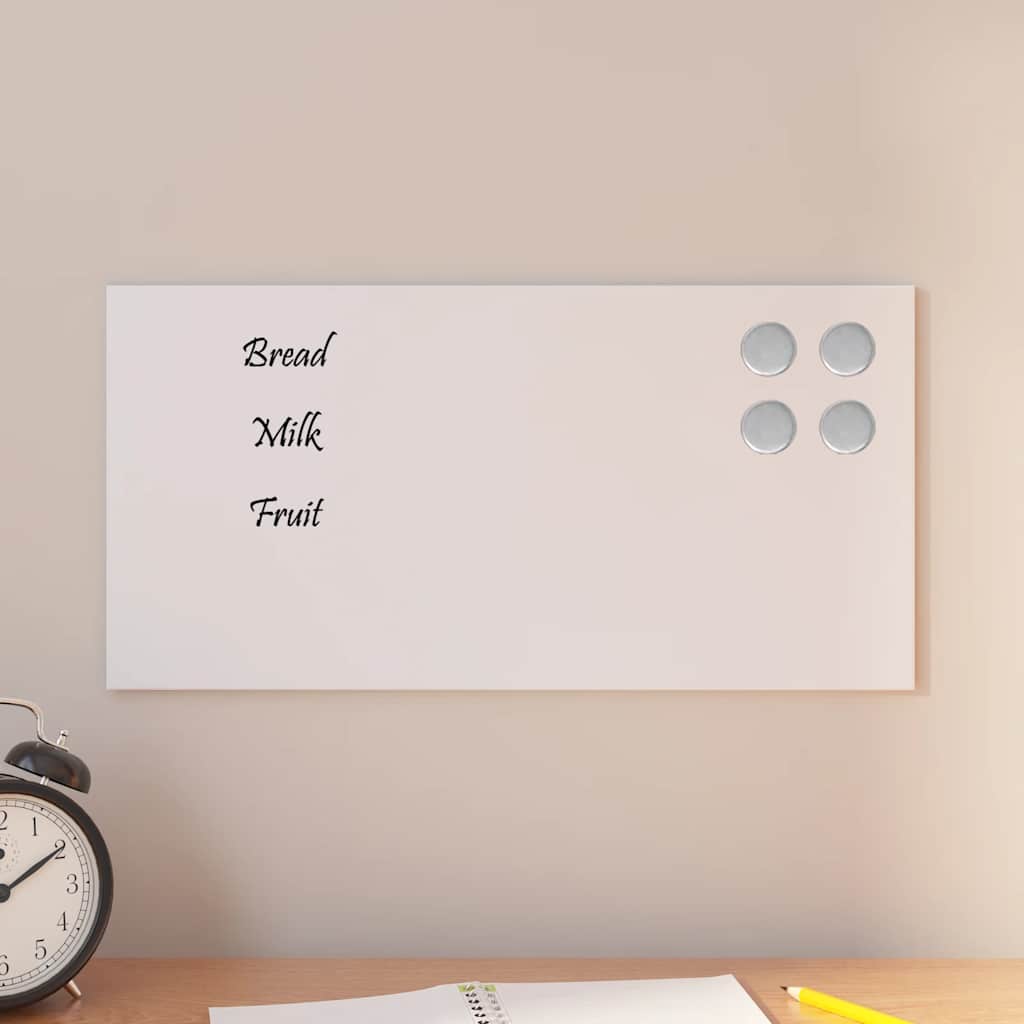 vidaXL Magnettafel Wandmontage Weiß 40x20 cm Hartglas