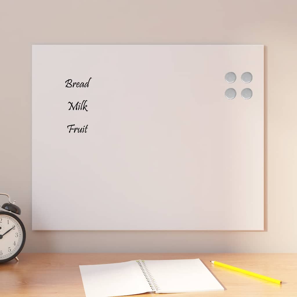 vidaXL Tablă magnetică de perete, alb, 50x40 cm, sticlă securizată