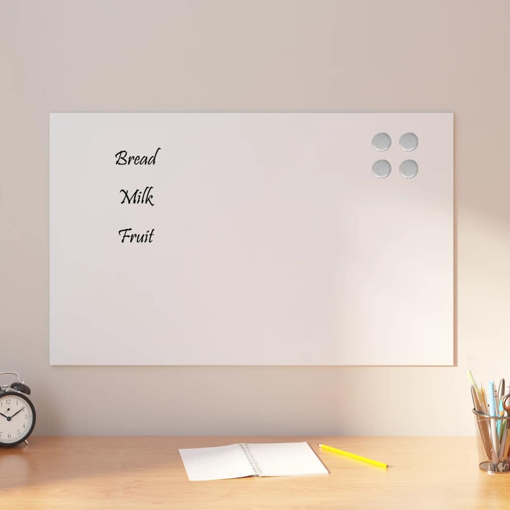 vidaXL Magnettafel Wandmontage Weiß 80x50 cm Hartglas