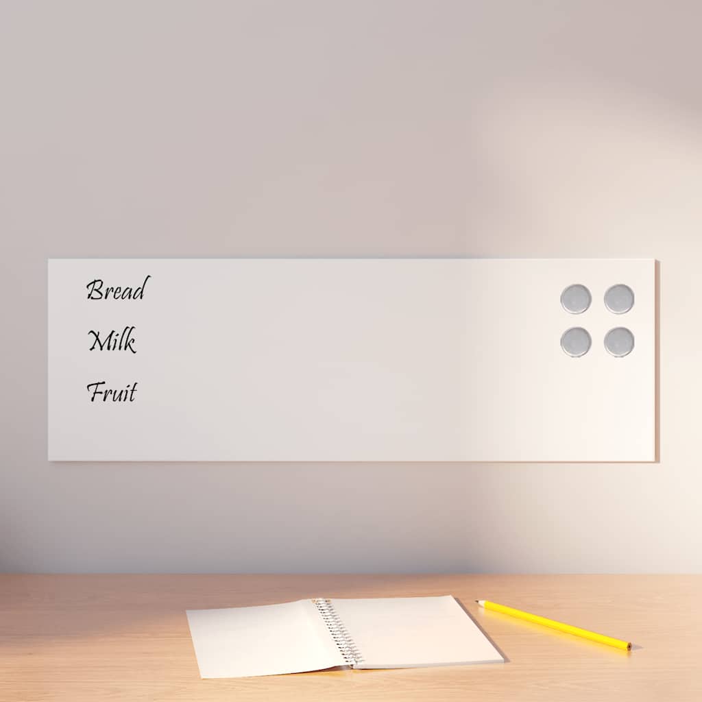 vidaXL veggmontert magnettavle hvit 60x20 cm herdet glass