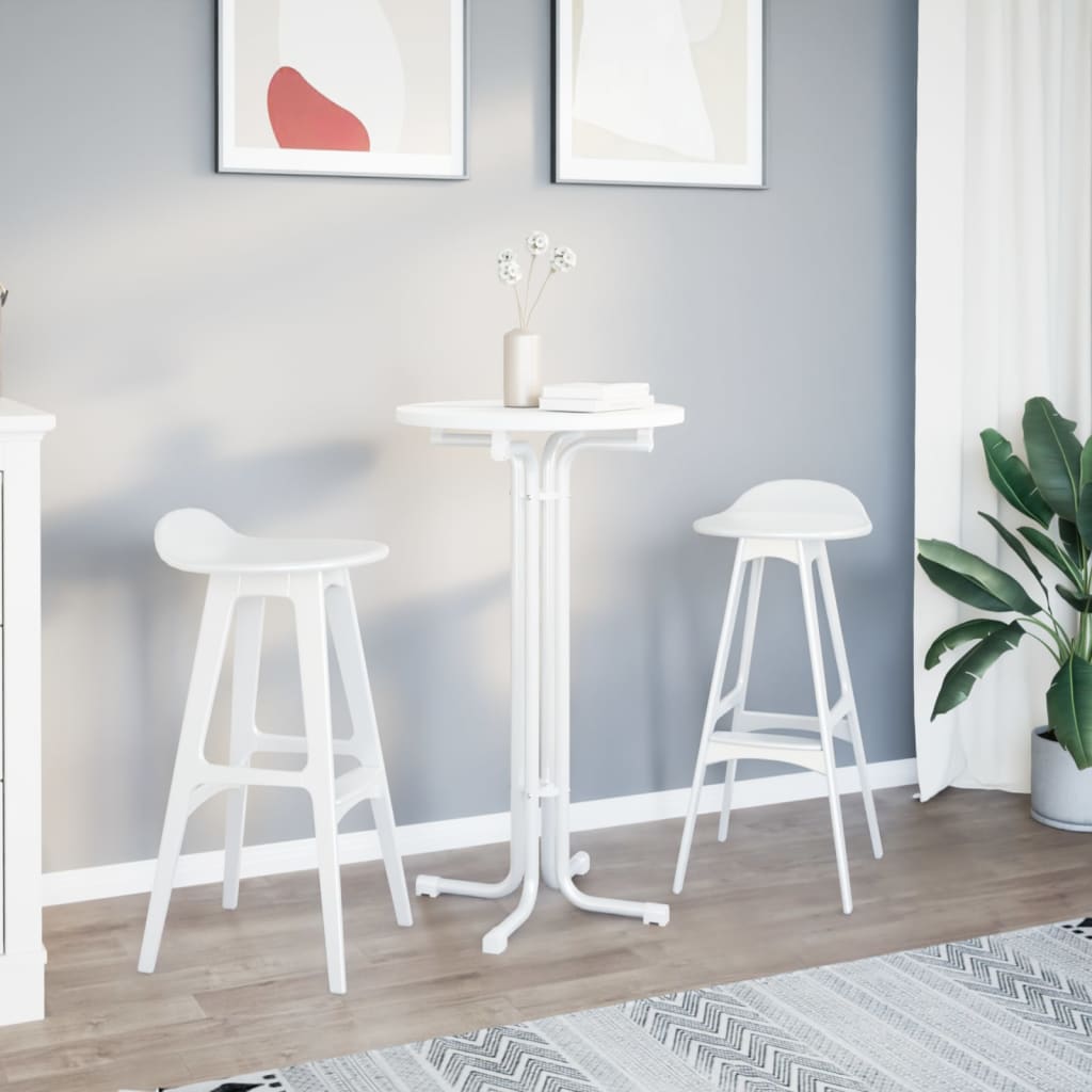 vidaXL fehér étkezőasztal szerelt fa és acél Ø60x110 cm