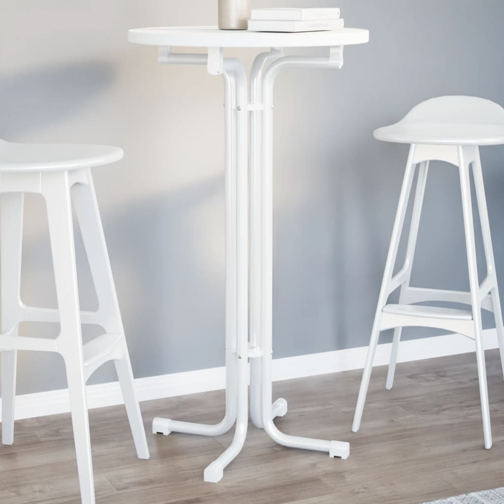 vidaXL Barbord vit Ø60x110 cm konstruerat trä och stål