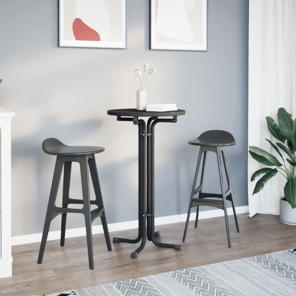 vidaXL Ruokapöytä musta Ø60x110 cm tekninen puu ja teräs